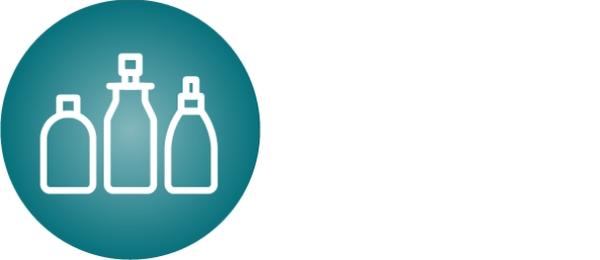 An icon with three flasks